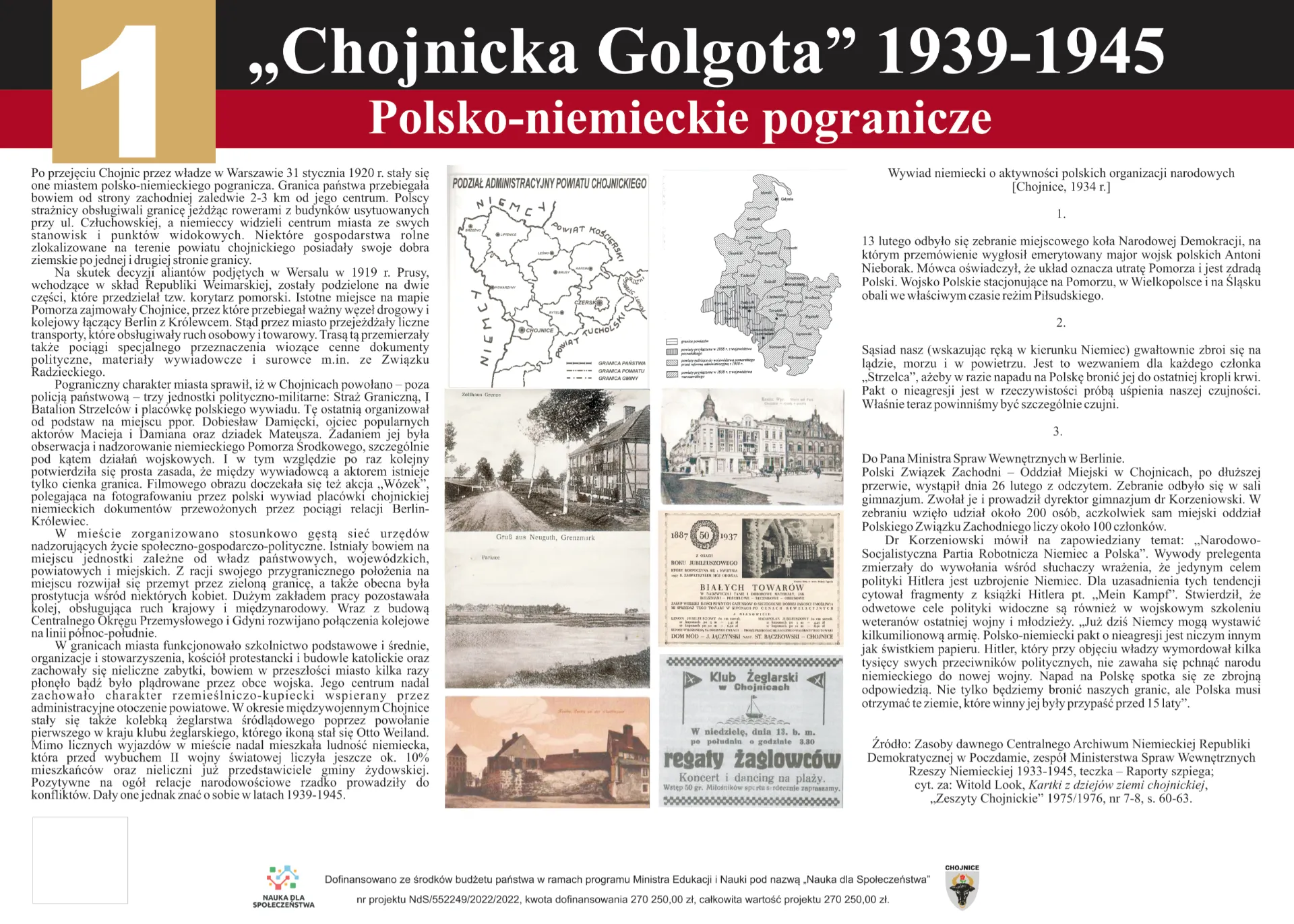 Grafika przedstawiająca treści pierwszej tablicy projektu 'Chojnicka Golgota' 1939-1945