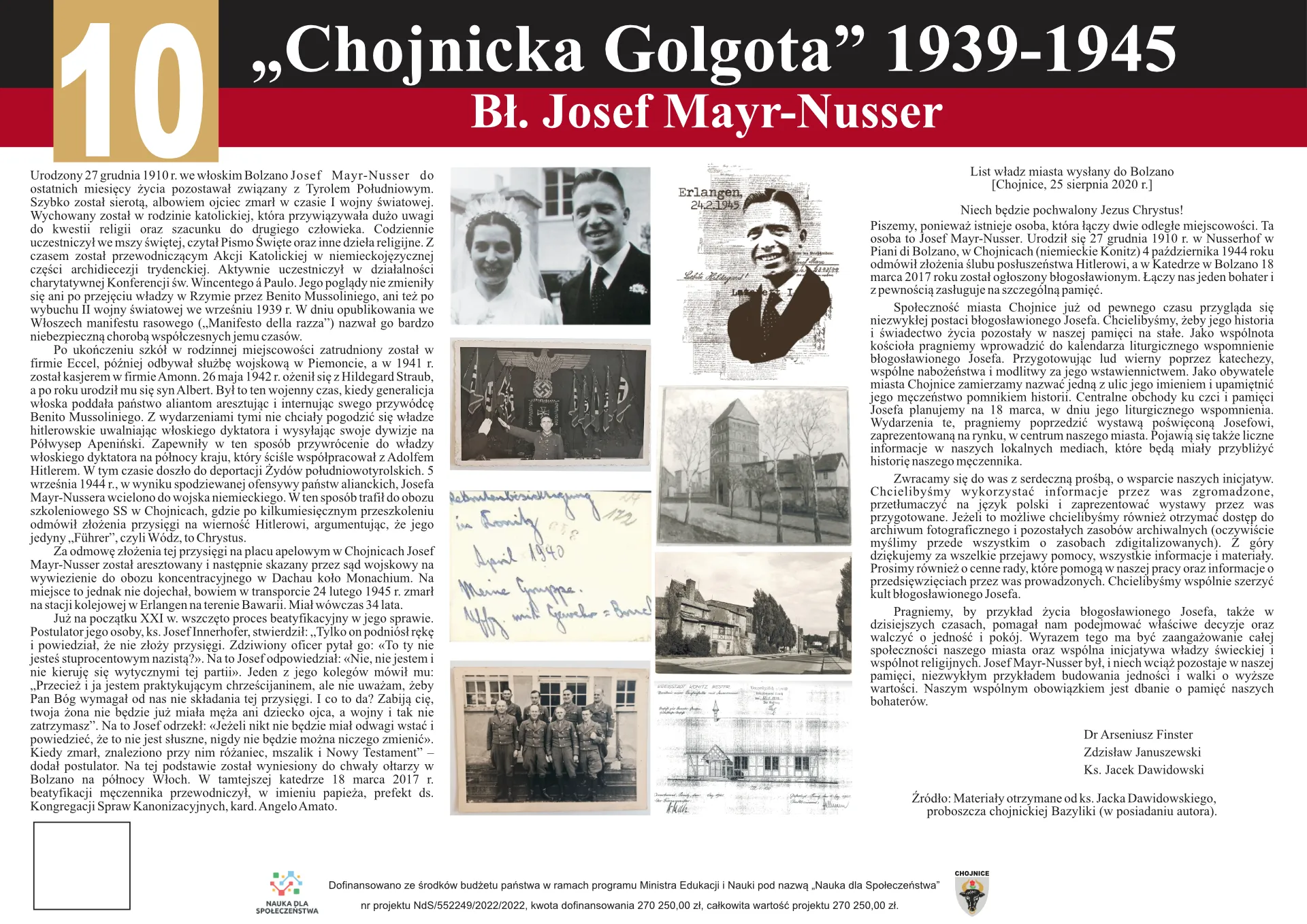 Grafika przedstawiająca treści dziesiątej tablicy projektu 'Chojnicka Golgota' 1939-1945