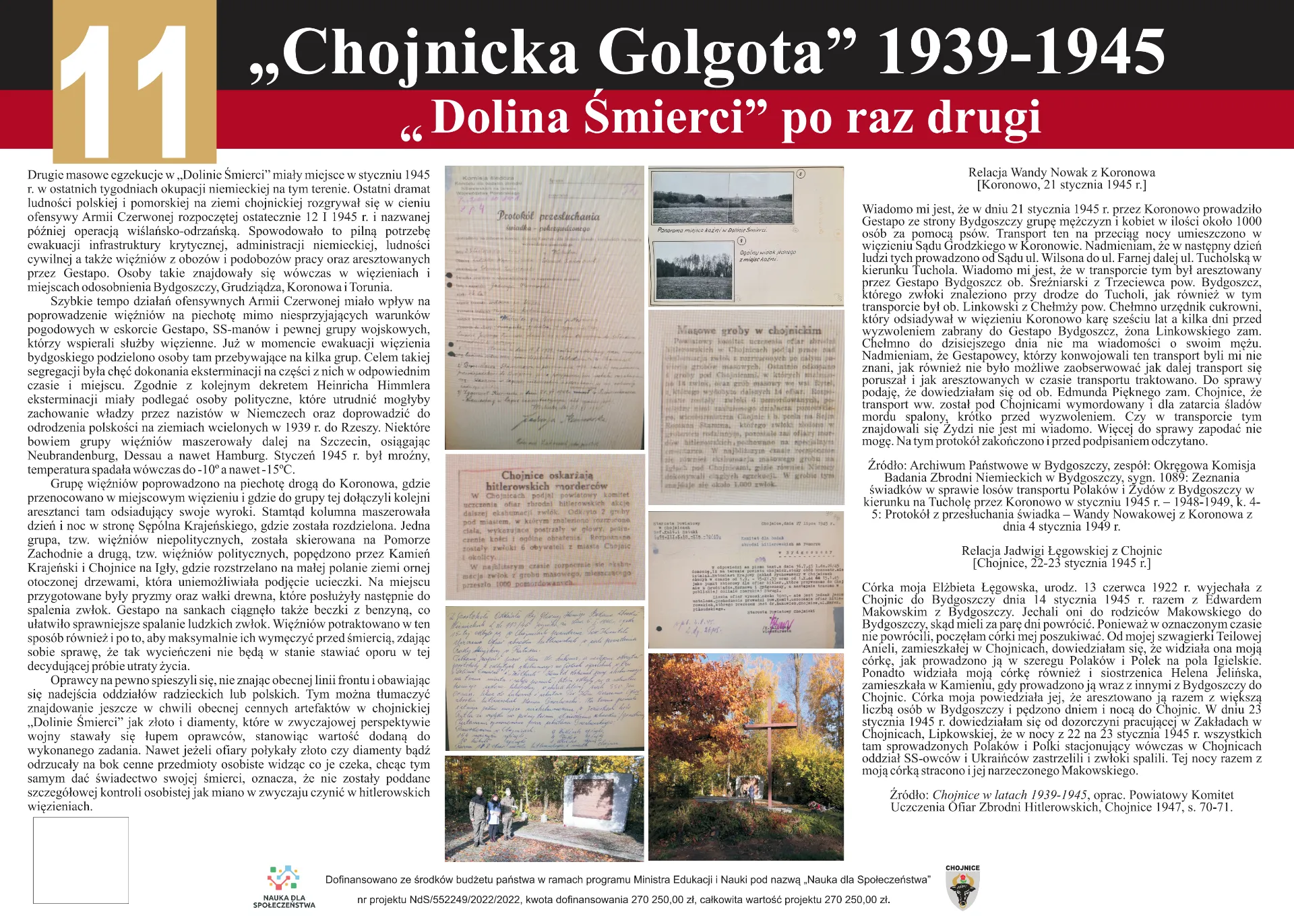 Grafika przedstawiająca treści jedenastej tablicy projektu 'Chojnicka Golgota' 1939-1945