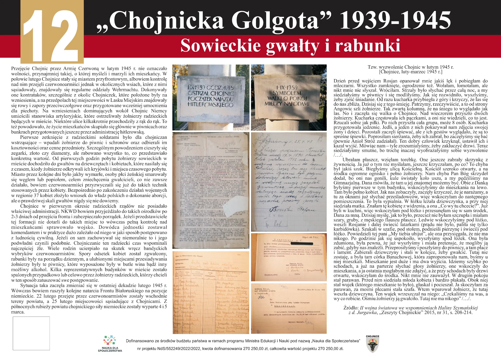 Grafika przedstawiająca treści dwunastej tablicy projektu 'Chojnicka Golgota' 1939-1945