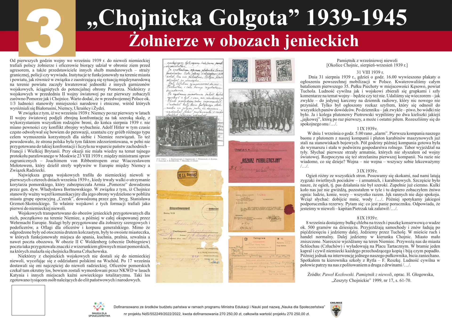Grafika
                      przedstawiająca treści trzeciej tablicy projektu
                      'Chojnicka Golgota' 1939-1945