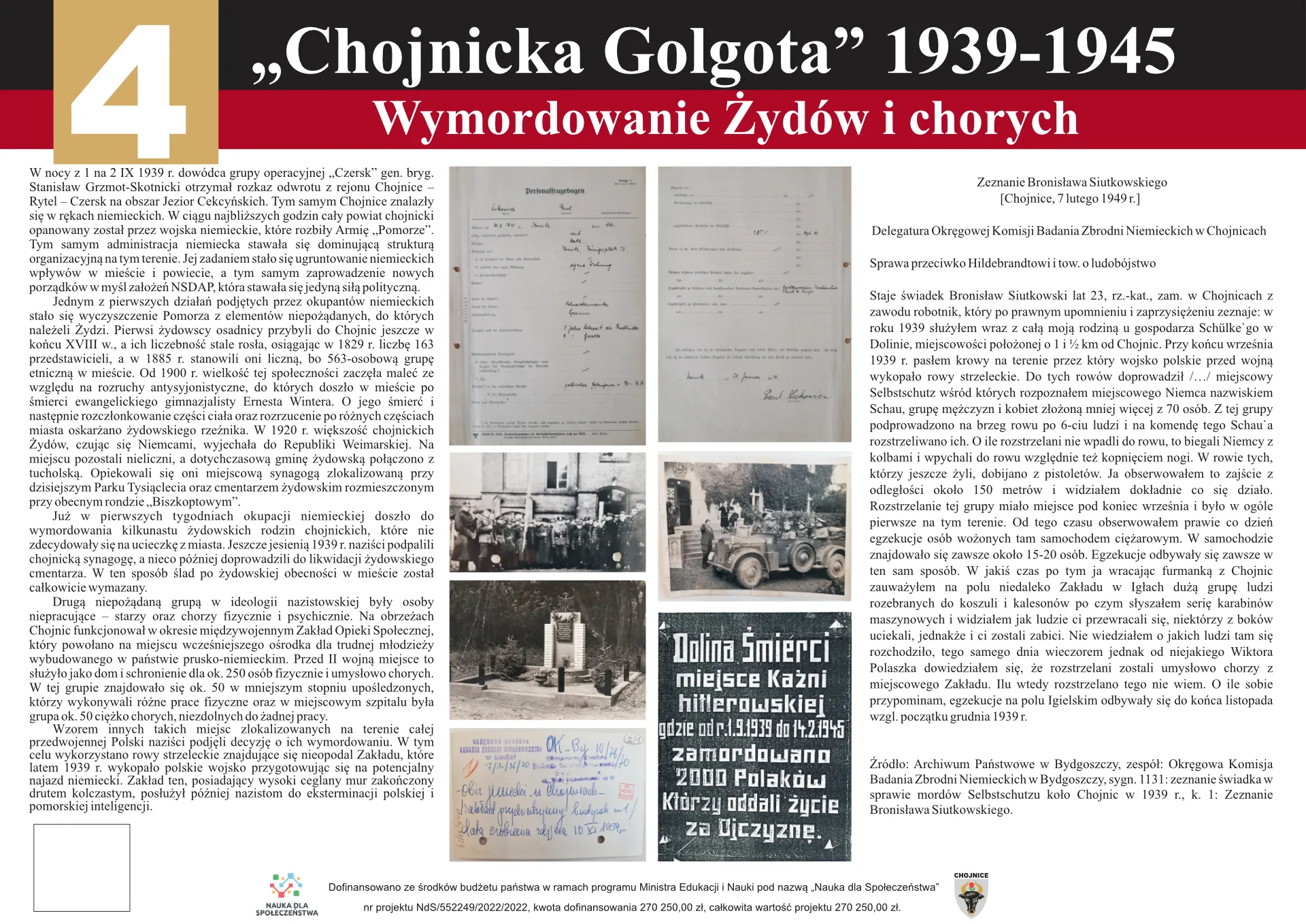Grafika przedstawiająca treści czwartej tablicy projektu 'Chojnicka Golgota' 1939-1945