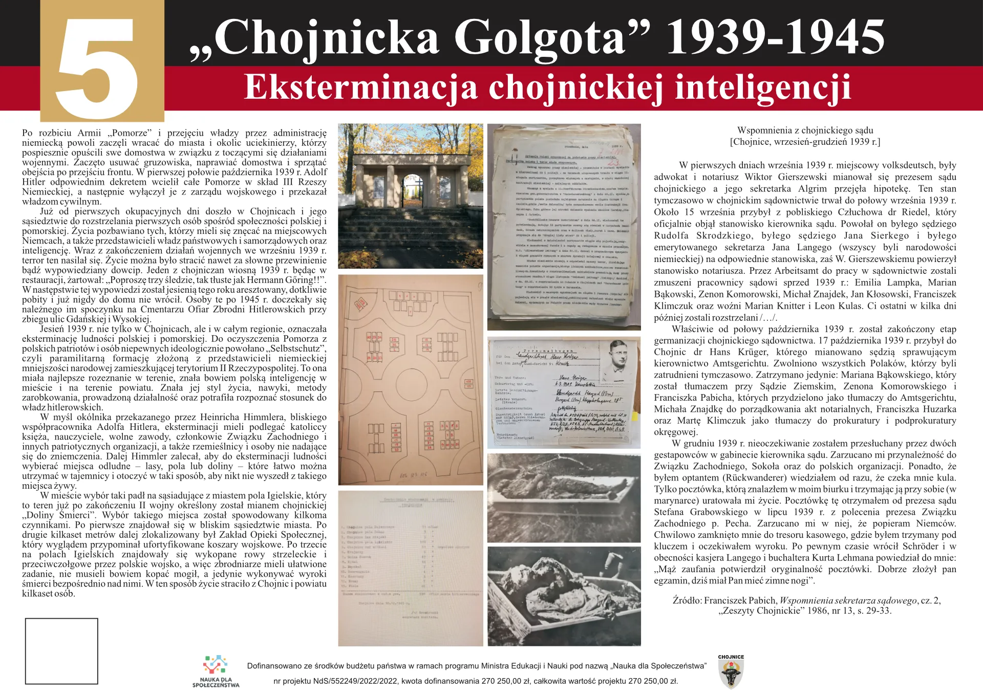 Grafika przedstawiająca treści piątej tablicy projektu 'Chojnicka Golgota' 1939-1945