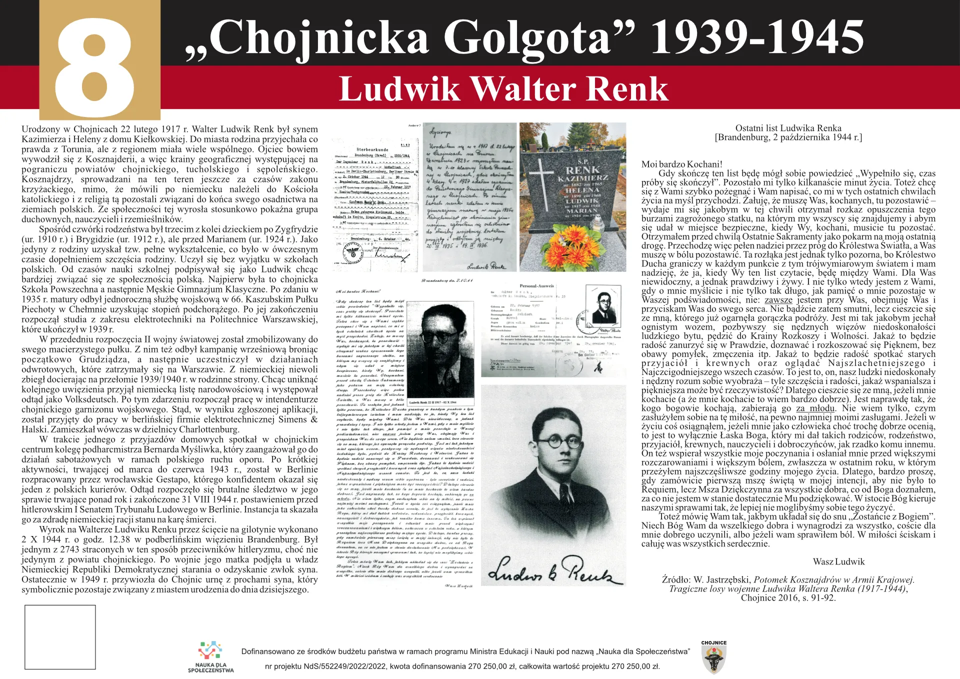 Grafika przedstawiająca treści ósmej tablicy projektu 'Chojnicka Golgota' 1939-1945