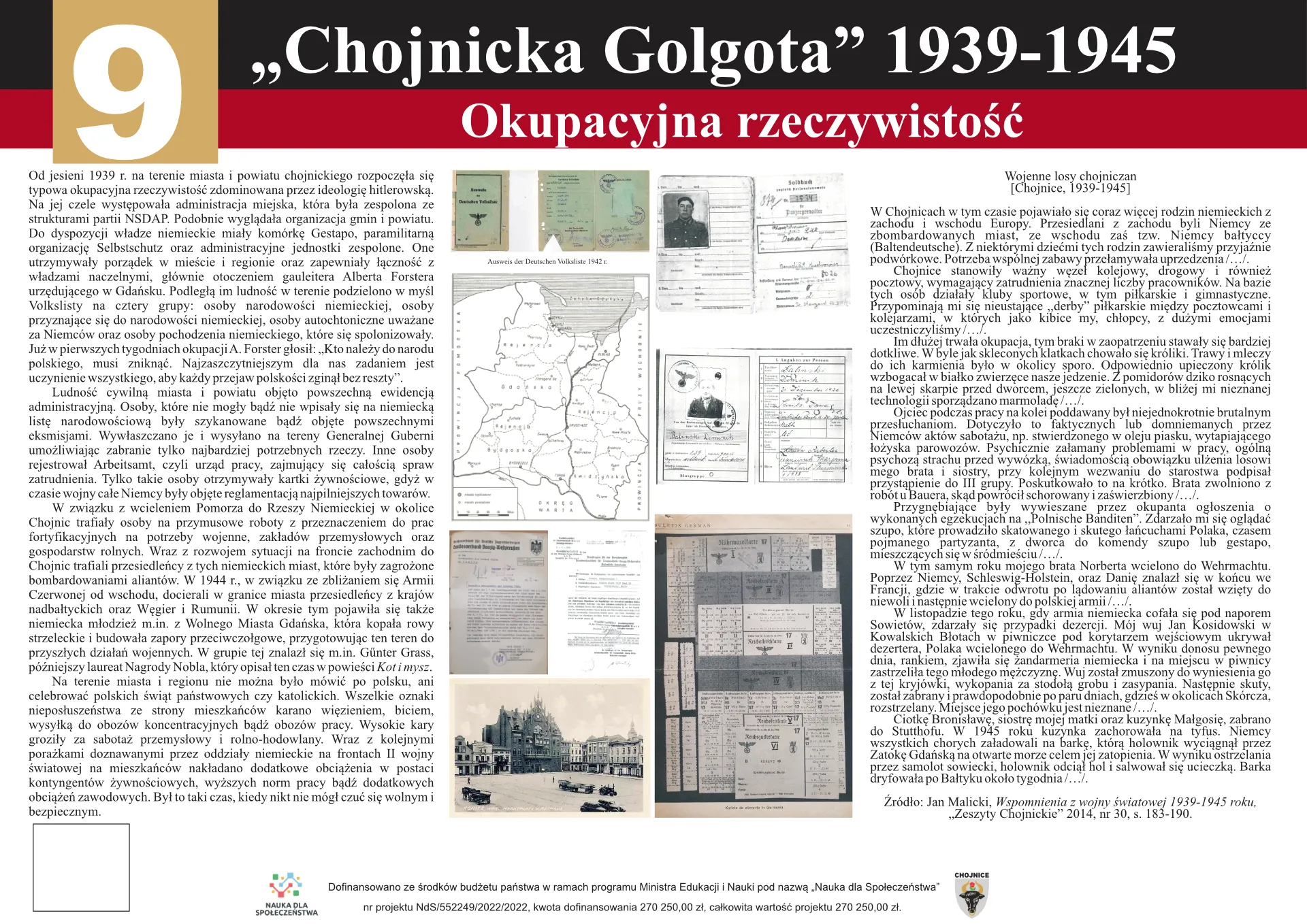 Grafika przedstawiająca treści dziewiątej tablicy projektu 'Chojnicka Golgota' 1939-1945
