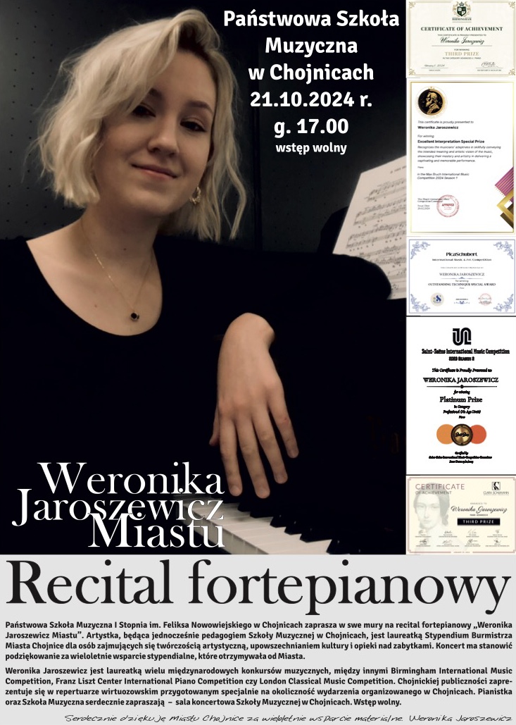 Plakat recitalu fortepianowego