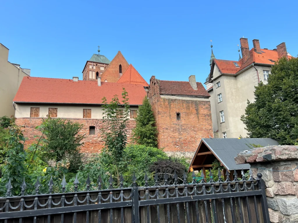 Widok ogólny od wschodu: mur obronny wraz z Basztą kościelną