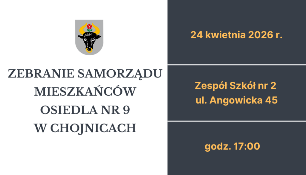 Plakat informujący o zebraniu Samorządu Mieszkańców Osiedla nr 9