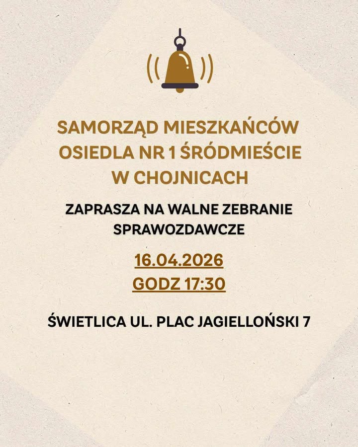 Plakat dotyczący zebrania Samorządu Mieszkańców Osiedla nr 1