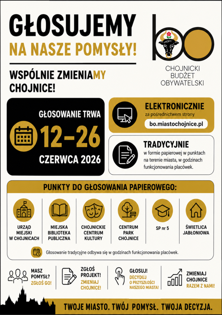 Plakat zachęcający do głosowania w Chojnickim Budżecie Obywatelskim