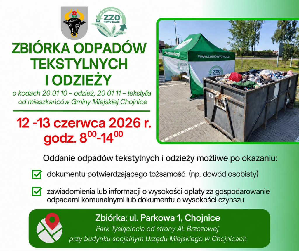 Plakat dotyczący zbiórki odzieży i odpadów tekstylnych