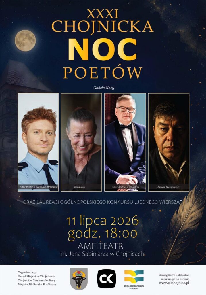 Plakat XXXI Chojnickiej Nocy Poetów