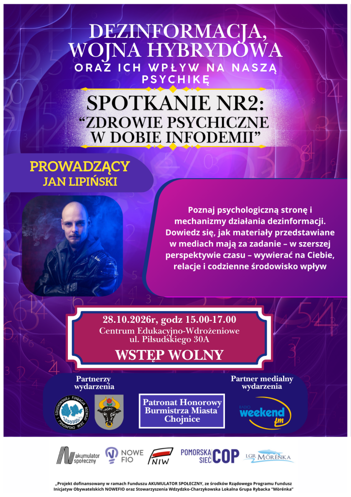 Plakat Zdrowie psychiczne w dobie infodemii – zaproszenie na spotkanie